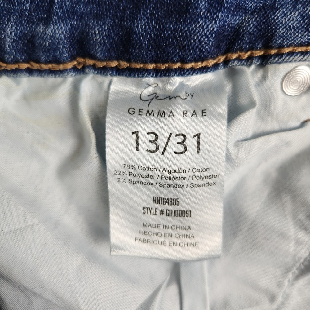Gemma Rae Jeans Womens Size 13/31 Blue Slim Straight Raw Hem High Rise Stretch - Picture 7 of 8